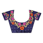Bhagalpuri Silk Navy Saree in printed pattern With Blouse