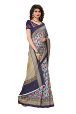 Bhagalpuri Silk Navy Saree in printed pattern With Blouse