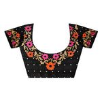 Bhagalpuri Silk Black Saree in printed pattern With Blouse