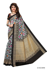 Bhagalpuri Silk Black Saree in printed pattern With Blouse