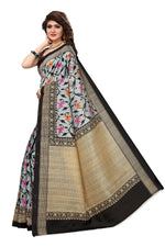 Bhagalpuri Silk Black Saree in printed pattern With Blouse