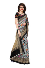 Bhagalpuri Silk Black Saree in printed pattern With Blouse