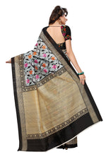 Bhagalpuri Silk Black Saree in printed pattern With Blouse