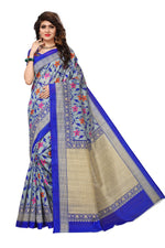 Bhagalpuri Silk Royal Blue Saree in printed pattern With Blouse