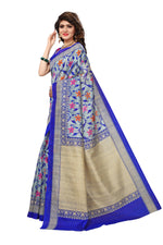 Bhagalpuri Silk Royal Blue Saree in printed pattern With Blouse