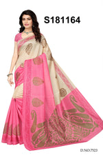 Bhagalpuri Silk Black Saree in printed pattern With Blouse