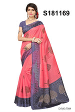 Bhagalpuri Silk Pach Saree in printed pattern With Blouse