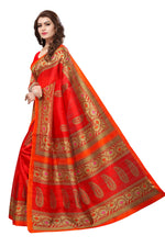 Bhagalpuri Silk Red Saree in printed pattern With Blouse