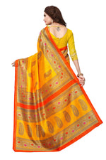 Bhagalpuri Silk Yellow Saree in printed pattern With Blouse