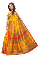 Bhagalpuri Silk Yellow Saree in printed pattern With Blouse
