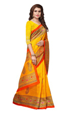 Bhagalpuri Silk Yellow Saree in printed pattern With Blouse