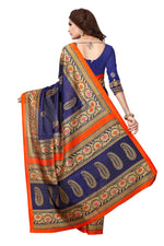 Bhagalpuri Silk Blue Saree in printed pattern With Blouse