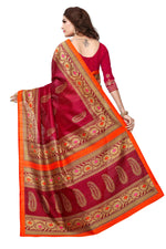 Bhagalpuri Silk Maroon Saree in printed pattern With Blouse