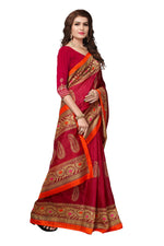 Bhagalpuri Silk Maroon Saree in printed pattern With Blouse
