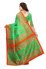 Bhagalpuri Silk green Saree in printed pattern With Blouse