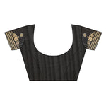 Bhagalpuri Silk Black Saree in printed pattern With Blouse