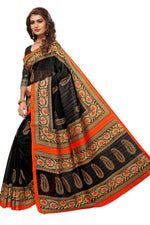 Bhagalpuri Silk Black Saree in printed pattern With Blouse