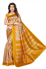 Khadi Kalamkari Silk Rama Saree in printed pattern With Blouse