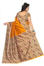 Khadi Kalamkari Silk Rama Saree in printed pattern With Blouse