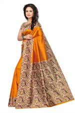 Khadi Kalamkari Silk Rama Saree in printed pattern With Blouse