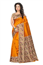 Khadi Kalamkari Silk Rama Saree in printed pattern With Blouse