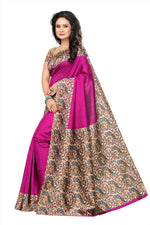 Khadi Kalamkari Silk Rama Saree in printed pattern With Blouse