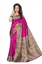 Khadi Kalamkari Silk Rama Saree in printed pattern With Blouse
