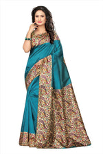 Khadi Kalamkari Silk Rama Saree in printed pattern With Blouse