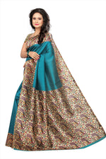 Khadi Kalamkari Silk Rama Saree in printed pattern With Blouse