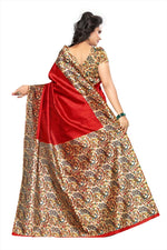 Khadi Kalamkari Silk Rama Saree in printed pattern With Blouse