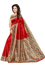 Khadi Kalamkari Silk Rama Saree in printed pattern With Blouse