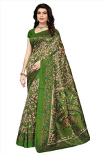 Khadi Kalamkari Silk Rama Saree in printed pattern With Blouse