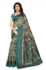 Khadi Kalamkari Silk Rama Saree in printed pattern With Blouse