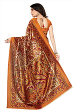 Khadi Kalamkari Silk Rama Saree in printed pattern With Blouse