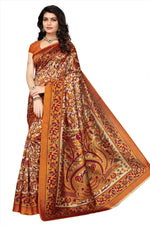 Khadi Kalamkari Silk Rama Saree in printed pattern With Blouse