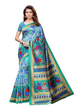 Khadi Kalamkari Silk Rama Saree in printed pattern With Blouse