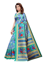 Khadi Kalamkari Silk Rama Saree in printed pattern With Blouse