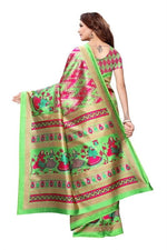 Khadi Kalamkari Silk Rama Saree in printed pattern With Blouse