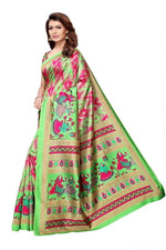 Khadi Kalamkari Silk Rama Saree in printed pattern With Blouse