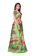 Khadi Kalamkari Silk Rama Saree in printed pattern With Blouse