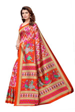 Khadi Kalamkari Silk Rama Saree in printed pattern With Blouse