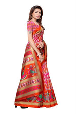 Khadi Kalamkari Silk Rama Saree in printed pattern With Blouse