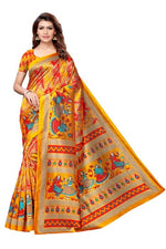 Khadi Kalamkari Silk Rama Saree in printed pattern With Blouse
