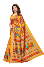 Khadi Kalamkari Silk Rama Saree in printed pattern With Blouse