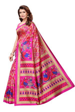 Khadi Kalamkari Silk Rama Saree in printed pattern With Blouse