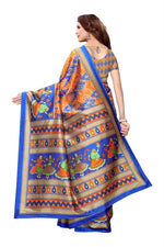 Khadi Kalamkari Silk Rama Saree in printed pattern With Blouse