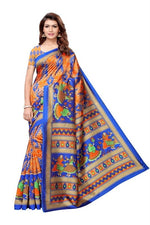 Khadi Kalamkari Silk Rama Saree in printed pattern With Blouse
