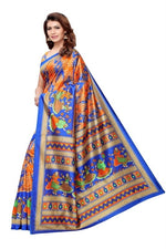 Khadi Kalamkari Silk Rama Saree in printed pattern With Blouse
