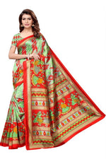 Khadi Kalamkari Silk Rama Saree in printed pattern With Blouse