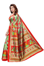 Khadi Kalamkari Silk Rama Saree in printed pattern With Blouse